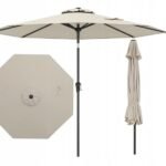 Didelis 270 cm lauko skėtis nuo saulės su reguliuojamu kampu (Smėlio)