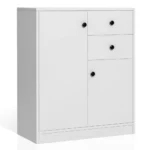 Moderni dviejų durelių komoda su stalčiais (Balta)