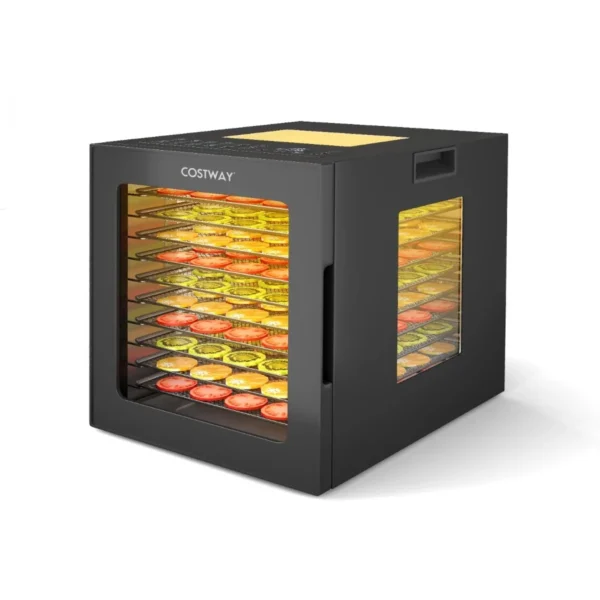 Džiovintuvas su 10 nerūdijančio plieno padėklų ir 360° oro cirkuliacija (Juoda)