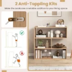 Geometrinės formos trijų aukštų knygų lentyna (Natūrali)