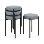 Kėdės virtuvei 4 vnt. su metalinėmis kojelėmis (Tamsiai pilka)