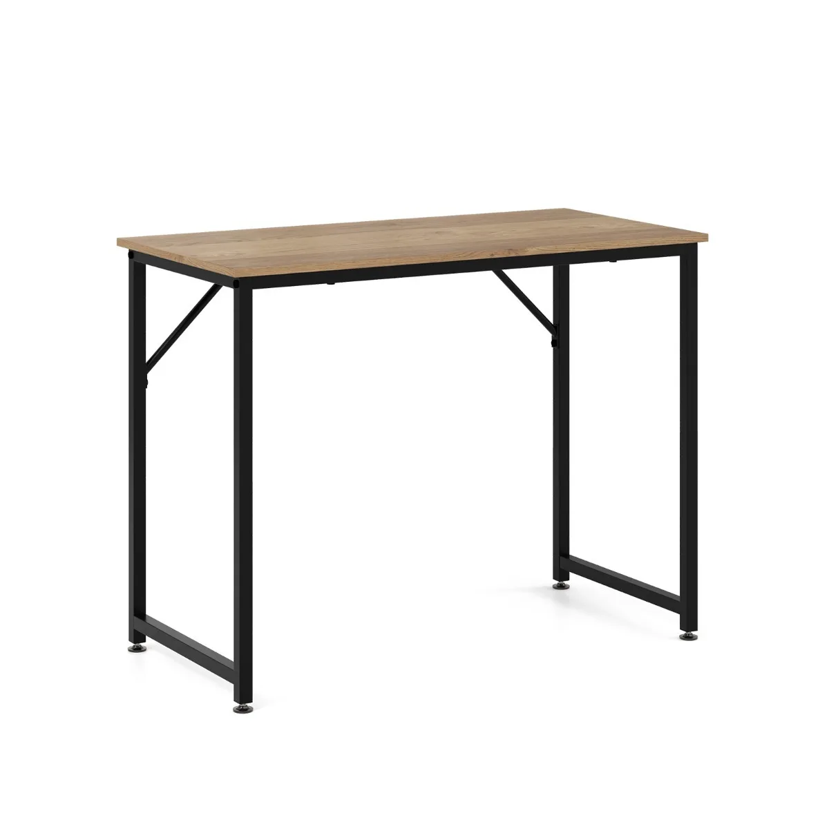 kompiuterio-stalas-su-reguliuojamomis-kojelemis-100-x-50-x-77-cm-naturali-spalva Kompaktiškas kompiuterio stalas su metaliniu rėmu 100x50 cm (Natūrali)