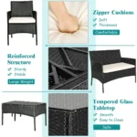 Lauko baldų komplektas 4 žmonėms su pagalvėlėmis (Balta)