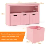 Daugiafunkcinė laikymo spintelė su stalčiais ir ratukais (Rožinė)