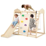 Medinis laipiojimo kompleksas 8-in-1 su strypais (Natūrali)