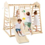 Medinis laipiojimo kompleksas 8-in-1 su strypais (Natūrali)