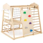 Medinis laipiojimo kompleksas 8-in-1 su strypais (Natūrali)