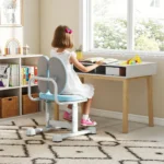 Reguliuojamo aukščio ergonomiška vaikiška stalo kėdė (Mėlyna)