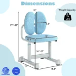 Reguliuojamo aukščio ergonomiška vaikiška stalo kėdė (Mėlyna)