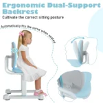 Reguliuojamo aukščio ergonomiška vaikiška stalo kėdė (Mėlyna)