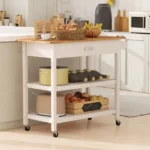 Virtuvės sala su stalčiais ir lentynomis (Balta)