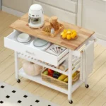 Virtuvės sala su stalčiais ir lentynomis (Balta)