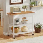 Virtuvės sala su stalčiais ir lentynomis (Balta)