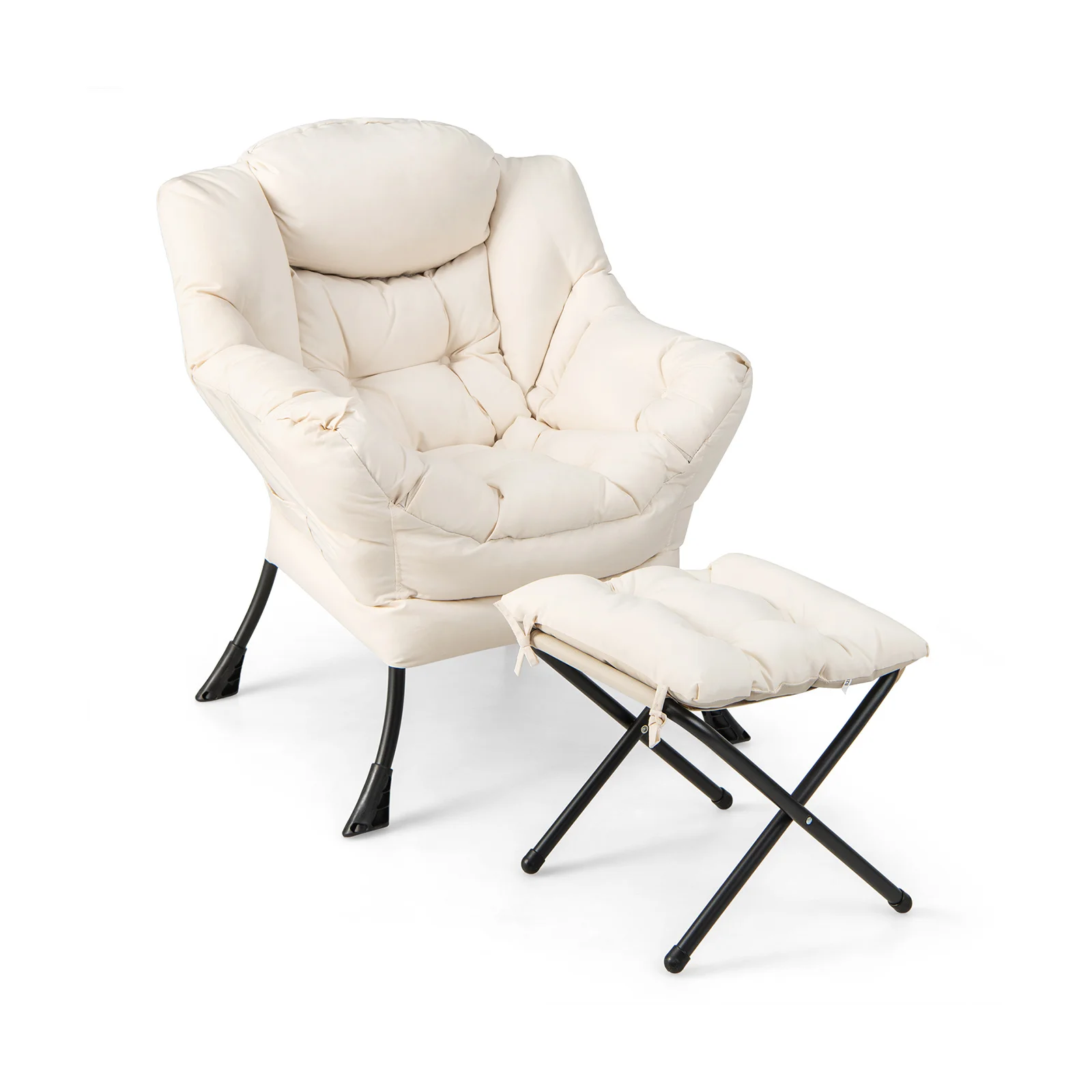 odos-poilsio-kreslas-su-pedu-atrama-ir-sonine-kisene-smelinis Ergonomiška poilsio kėdė su pakoja ir šonine kišene (Smėlio)