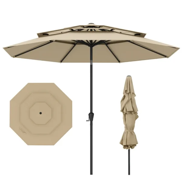 Sodo skėtis nuo saulės su rankenėle 300 cm (Smėlio)