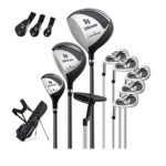 Pilnas golfo lazdų ir krepšio komplektas kairiarankiams vyrams (Juoda)