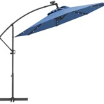 Lauko skėtis su 32 LED saulės šviestuvais ir rankenėle (Mėlyna)