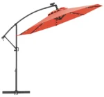 Sodo skėtis su 32 LED saulės šviesomis rankenėle 300 cm (Oranžinė)