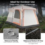 Didelė 6 vietų kempingo palapinė su pertvara ir apsauga nuo lietaus (Šviesiai pilka)