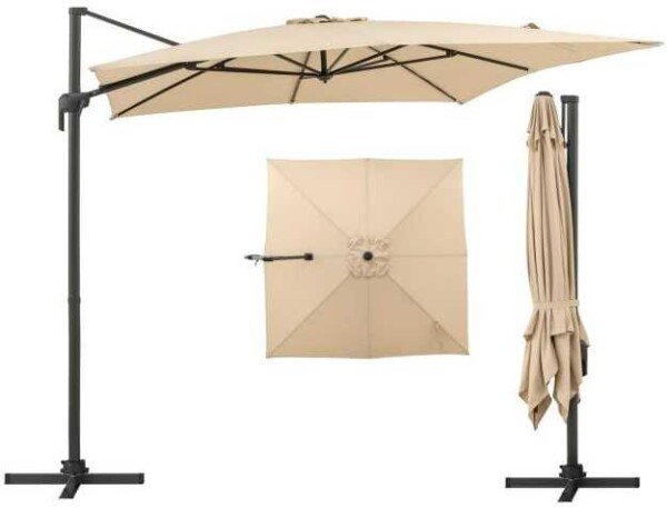 Skėtis nuo saulės su reguliuojamu kampu ir 360° rotacija 300x300 cm (Smėlio)