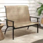 Lauko suolas su aukšta atlošo atrama ir porankiais 2 vietų iki 400 kg (Kava)