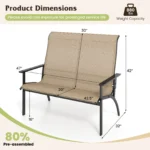 Lauko suolas su aukšta atlošo atrama ir porankiais 2 vietų iki 400 kg (Kava)