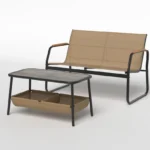 Dvidalė lauko poilsio kėdė su staliuku (Kavos)