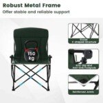 Sulankstoma kempingo kėdė su reguliuojamu stogeliu (Žalia)