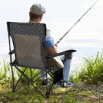 Sulankstomas lauko krėslas su atlenkiama atrama ir kojų atrama (Pilka)