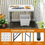 Nešiojamas stalelis žuvies valymui su kriaukle (Balta)