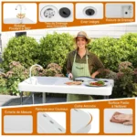 Nešiojamas stalelis žuvies valymui su kriaukle (Balta)