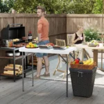 Nešiojamas stalelis žuvies valymui su kriaukle (Balta)