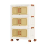 Sulankstomos plastikinės dėžės su ratukais ir skaidriomis durelėmis (Balta)