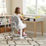 Ergonomiška vaikiška kėdė su dviguba atrama ir reguliuojamu aukščiu (Pilka)