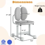Ergonomiška vaikiška kėdė su dviguba atrama ir reguliuojamu aukščiu (Pilka)