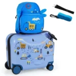 Vaikiškas kelioninis lagaminas su kuprine 47 cm (Šviesiai mėlyna)