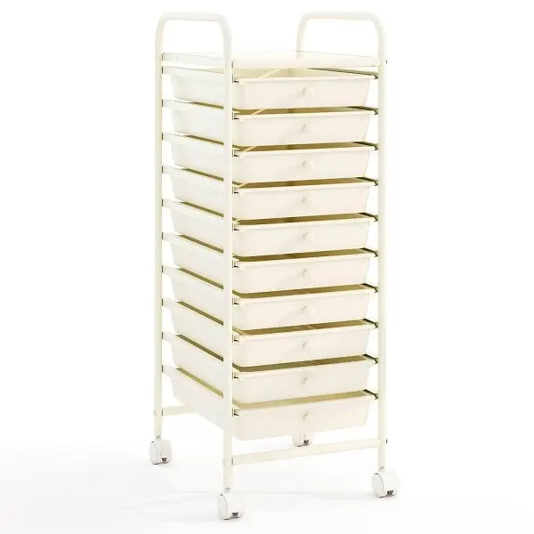 Vežimėlis su dešimčia stalčių (Balta)