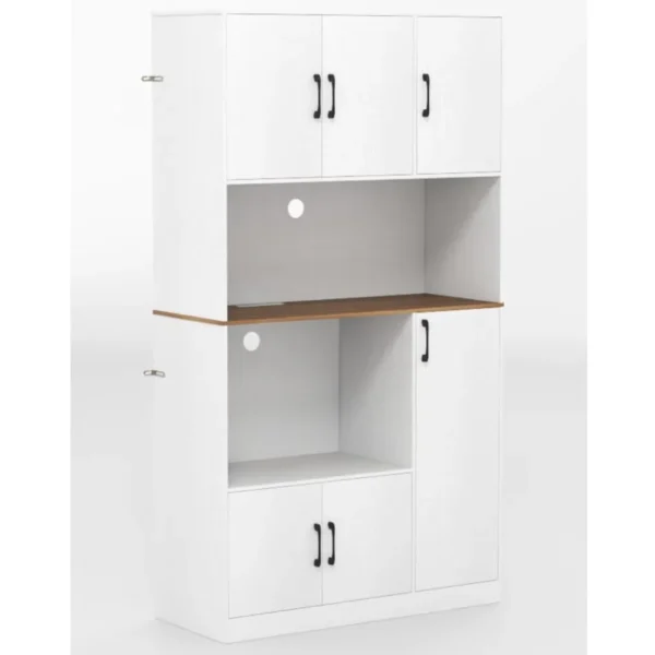 Aukšta virtuvės spintelė su integruotu elektros lizdu (Balta)