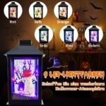 155 cm Helovino gatvės žibintas su LED šviesomis muzika ir sniego efektu (Juoda)