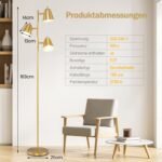 Pastatomas šviestuvas su 3 reguliuojamais gaubtais (Auksinė) – Paveikslėlis 2