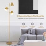 Pastatomas šviestuvas su 3 reguliuojamais gaubtais (Auksinė) – Paveikslėlis 3