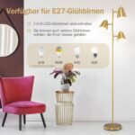 Pastatomas šviestuvas su 3 reguliuojamais gaubtais (Auksinė) – Paveikslėlis 4