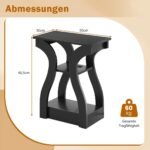 2 pagalbiniai staliukai su įkrovimo stotele ir 3 lentynomis (Juoda)