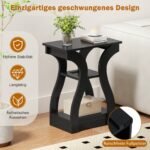 2 pagalbiniai staliukai su įkrovimo stotele ir 3 lentynomis (Juoda)