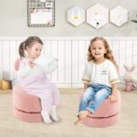 2 sukamųjų vaikiškų kėdžių komplektas su paminkštinimu ir kaspininiu atlošu (Rožinė)