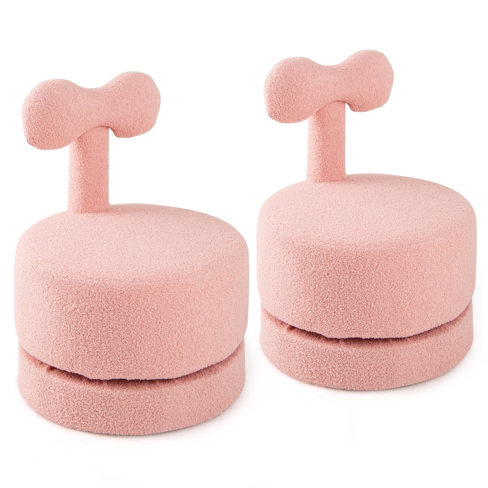 2 sukamųjų vaikiškų kėdžių komplektas su paminkštinimu ir kaspininiu atlošu (Rožinė)