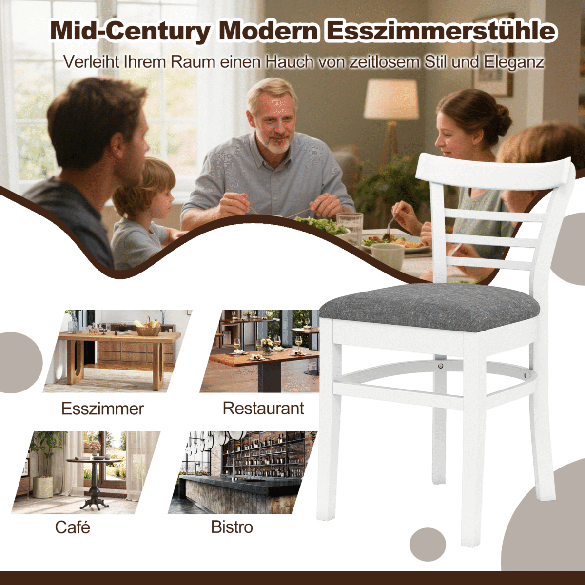 2 valgomojo kėdės su dirbtine oda paminkštinta sėdimąja dalimi ir kaučiukmedžio kojomis – Paveikslėlis 3