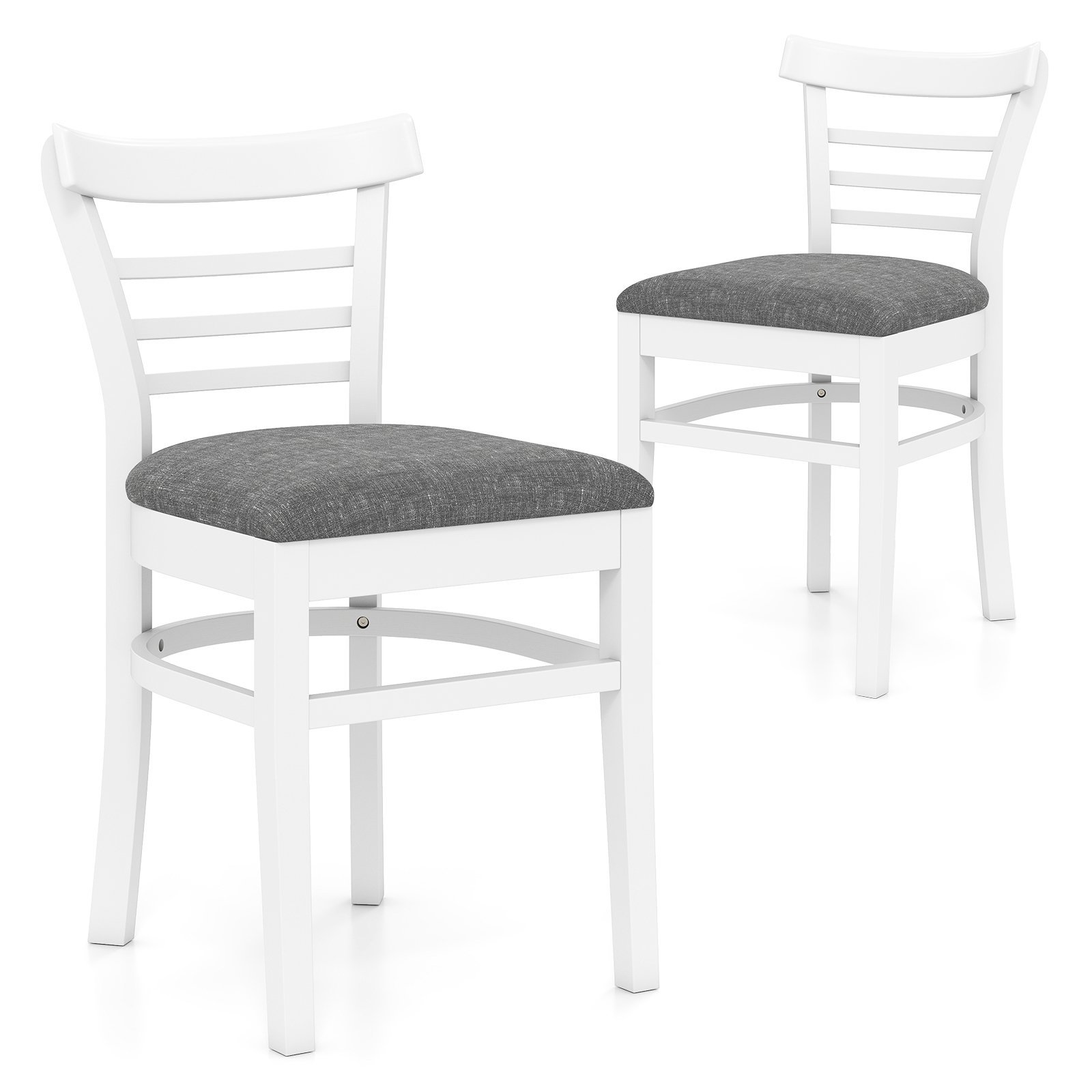 2 valgomojo kėdės su dirbtine oda paminkštinta sėdimąja dalimi ir kaučiukmedžio kojomis (Balta)