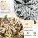 240 cm Dirbtinė Kalėdų Eglutė su LED apšvietimu ir apsnigtomis šakomis (Žalia ir balta)