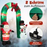 245 cm Pripučiami Kalėdų arkos vartai su Kalėdų Seneliu Sniego Seniu ir LED apšvietimu (Įvairiaspalvė)